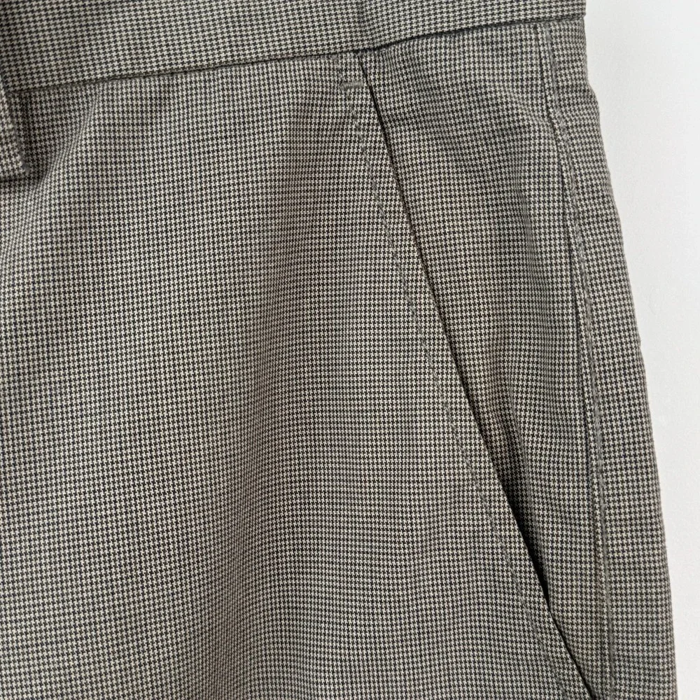 Banana Republic Kentfield Pants Mens 33x32 Brown Houndstooth Straight Flat Front